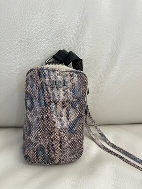 Aimee Kestenberg Shimmery Snake-Print Leather Phone Pouch/Wallet Crossbody